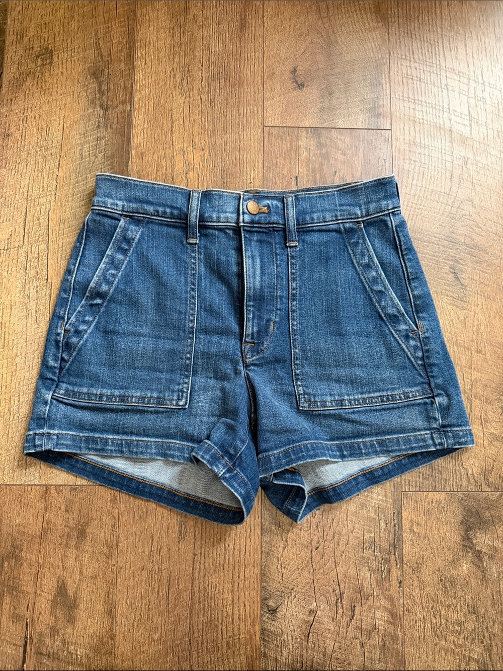 J. Crew Dark Blue Denim Patch-Pocket Shorts